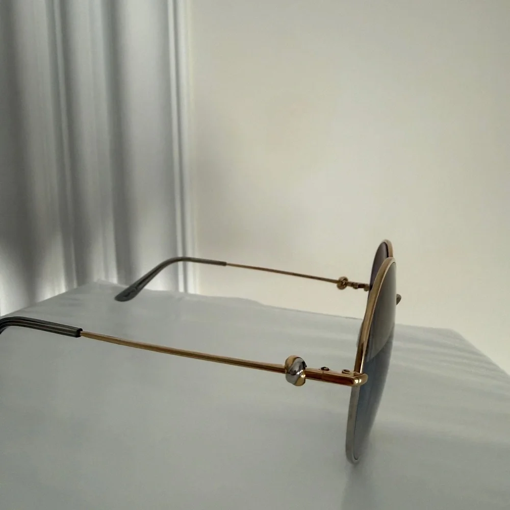 New Cartier CT0360S 001 gold/Silver grey blue sunglasses round classic (no case)